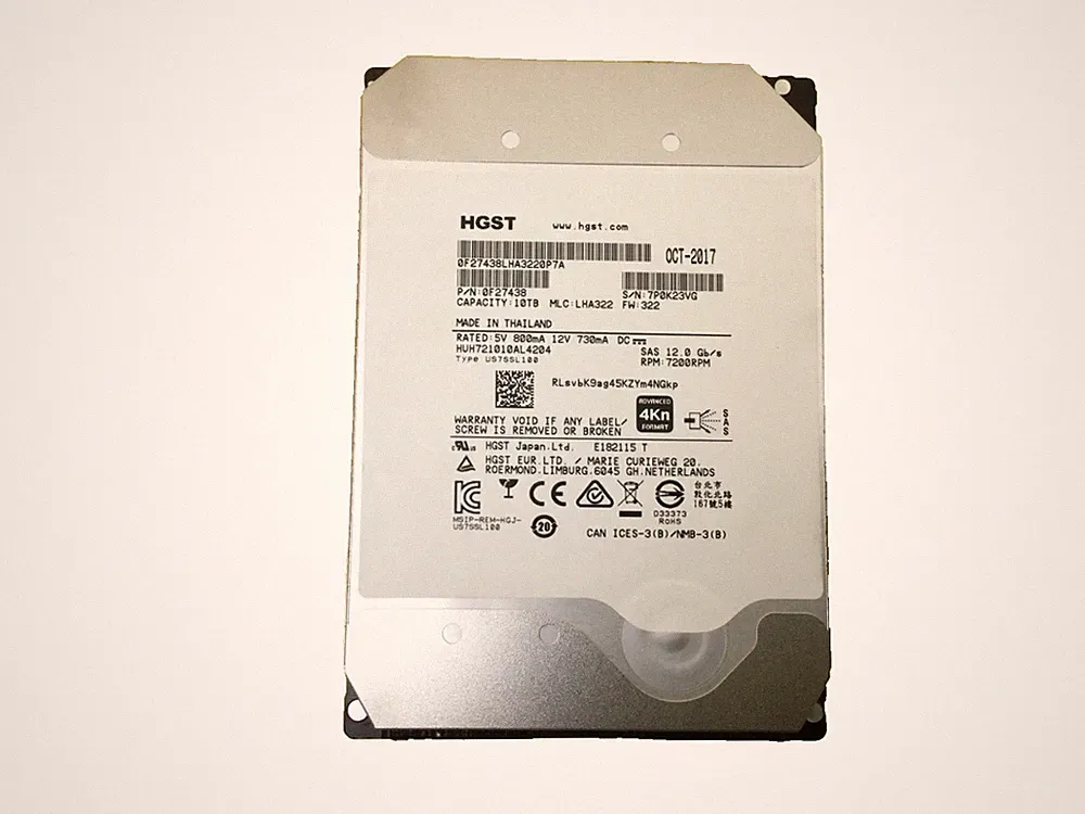 HGST 10TB 7.2K SAS 12Gb/s 3.5" 4Kn HDD HUH721010AL4204