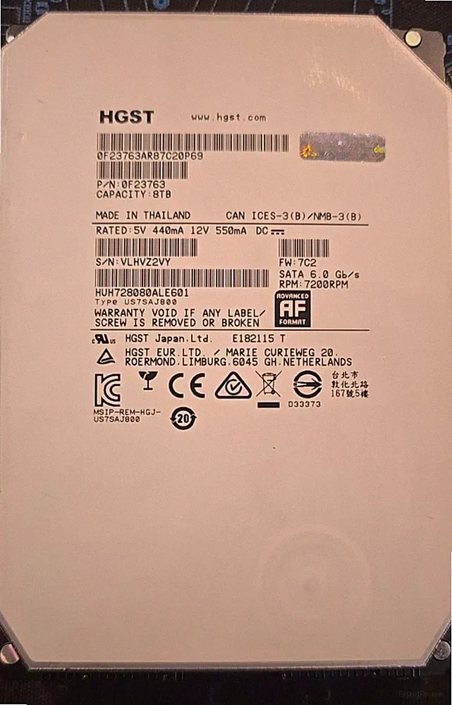 HGST 3.5" 8TB HDD SATA III 7200 RPM HUH728080ALE600 128MB Cache Tested WD