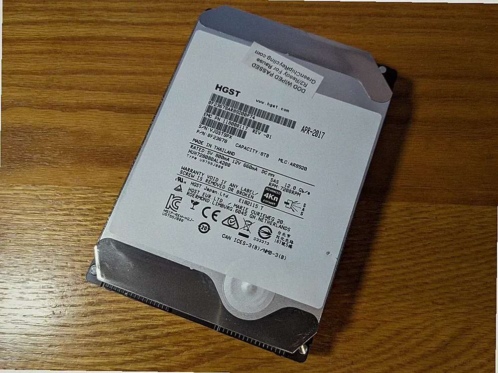 HGST 8TB Ultrastar He8 7.2K SAS 3.5" Hard Drive HDD HUH728080AL4200 100% Health
