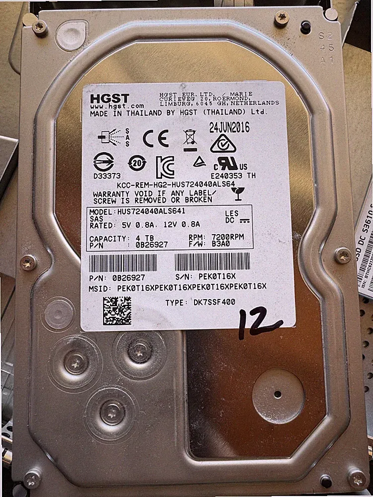 HGST HUS724040ALS64 4TB SAS Hard Drive (DATA WIPED)
