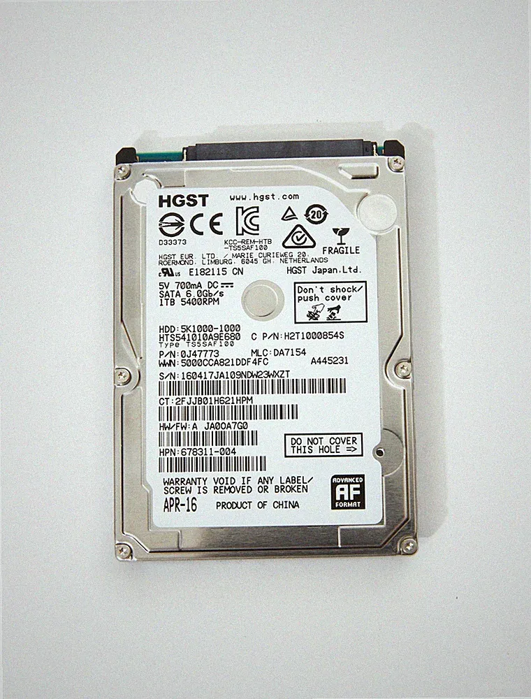 HGST Travelstar 1TB, Internal, 5400 RPM, 2.5 inch (HTS541010A9E680) Hard Drive