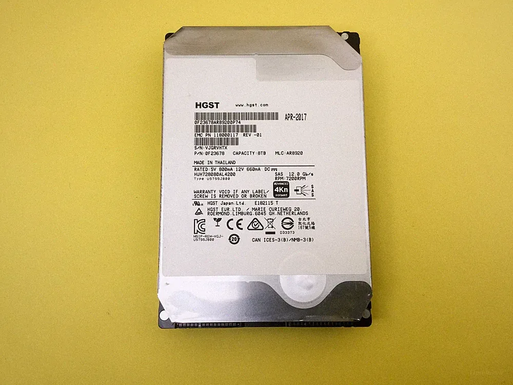 HGST Ultrastar 8TB 7.2K SAS 12Gb/s 3.5in 4Kn HDD HUH728080AL4200 EMC 118000117