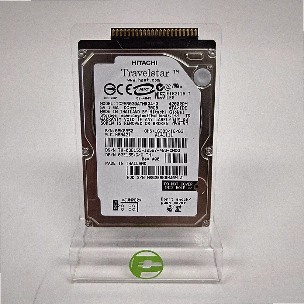 Hitachi 2.5" Travelstar 30GB IDE/PATA HDD 08K0850 With 44Pin Connector Adapter
