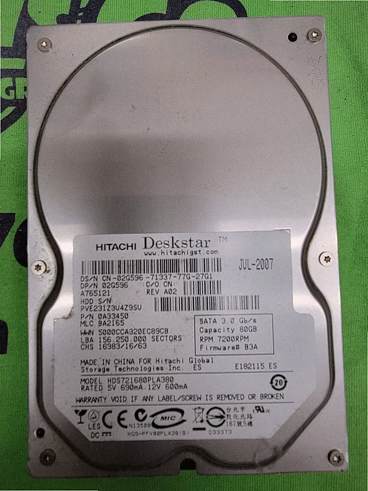 Hitachi Deskstar HDS721680PLA380 80GB Internal 7200RPM 3.5" Hard Drive HDD