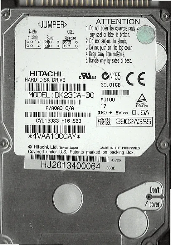 HITACHI DK23CA-30 30GB IDE HARD DRIVE A/A0A3 C/A