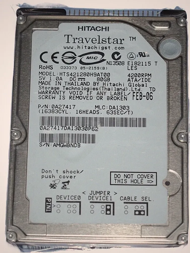 Hitachi HTS421280H9AT00 80gb IDE/ATA 2.5" HDD hard disk