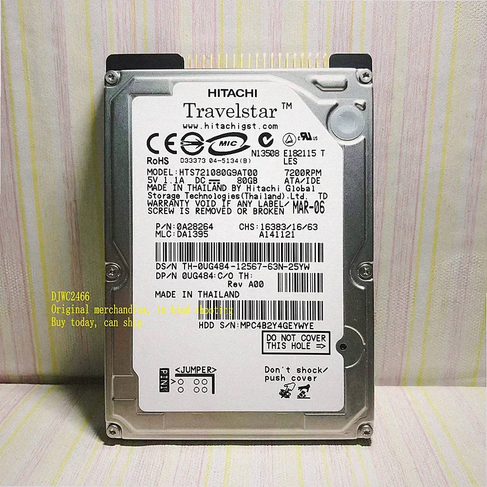 Hitachi HTS721080G9AT00 80GB 7200RPM 2.5" IDE Notebook hard disk