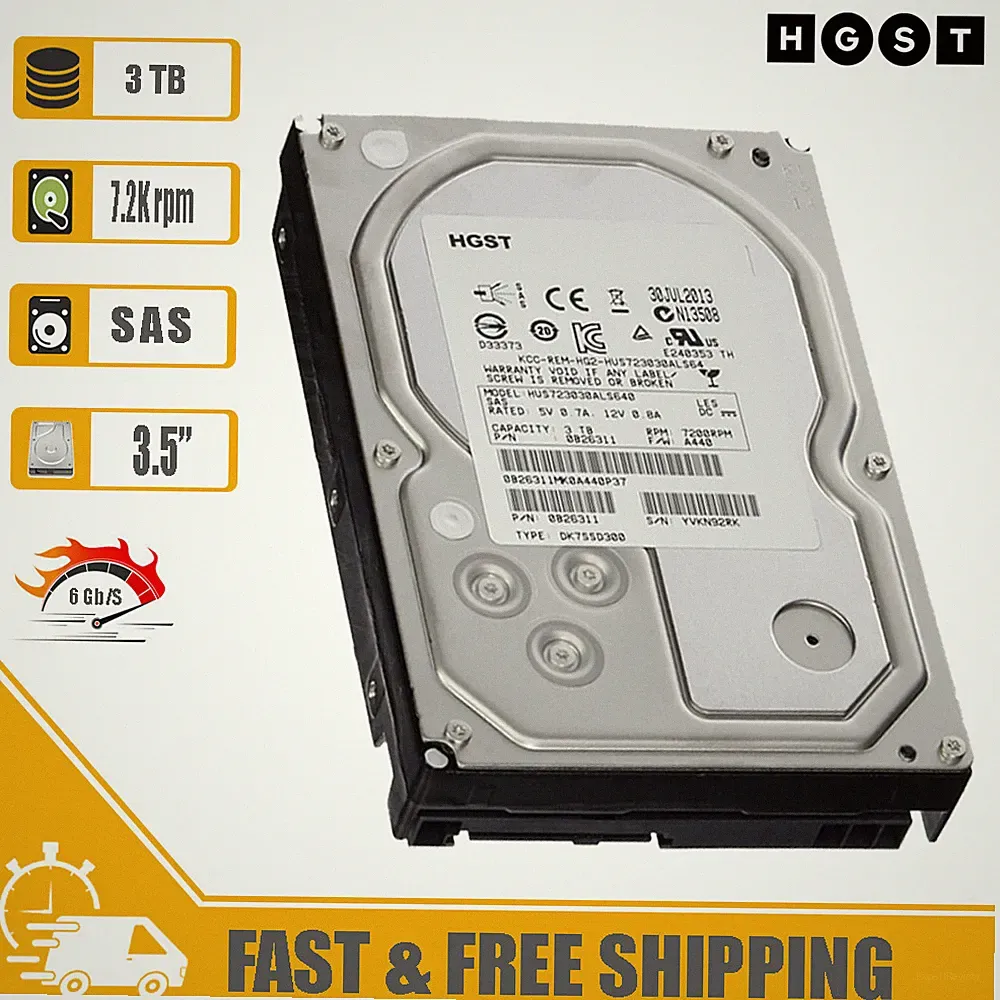 Hitachi (SAS) HGST 3.5" Internal Hard Drive 3TB 7200rpm 0B26311 HUS723030ALS640