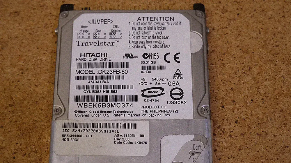 Hitachi Travelstar DK23FB 5400 RPM hard disk drive