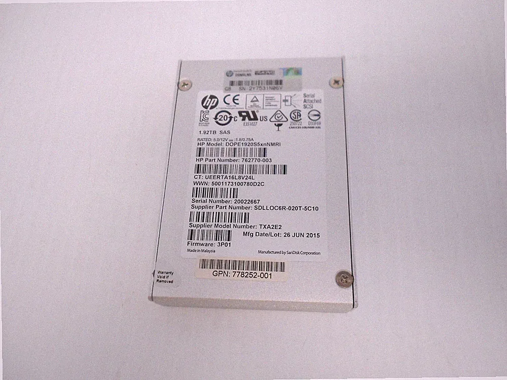 HP 1.92TB SSD SAS 2.5" 6Gbps Server Hard Drive TXA2E2 Sandisk Dell supermicro