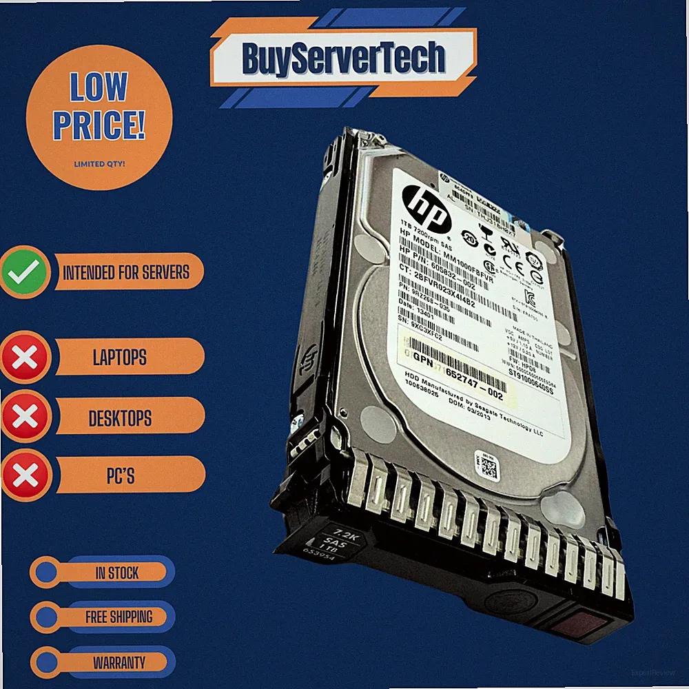 HP 1TB 6G SAS 7.2K SFF SC MDL G8 G9 HDD 652749-B21 653954-001 2.5 drive W/ Tray