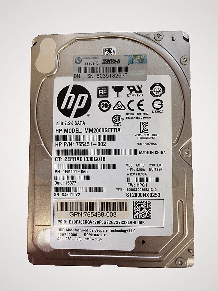 HP 2TB Enterprise MM2000GEFRA 765451-002 7200RPM 2.5" SATA Hard Drive 1FM101