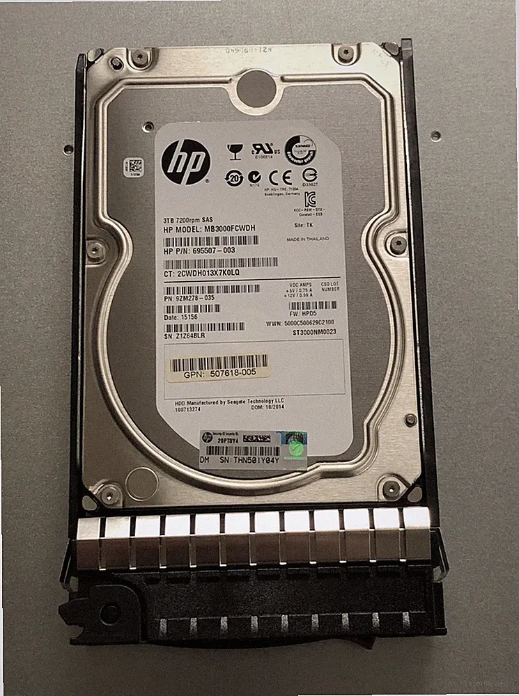 HP 3TB 6Gb/s Dual Port SAS 7.2K LFF 3.5 HDD Hard Drive MDL NL DP Tray Seagate