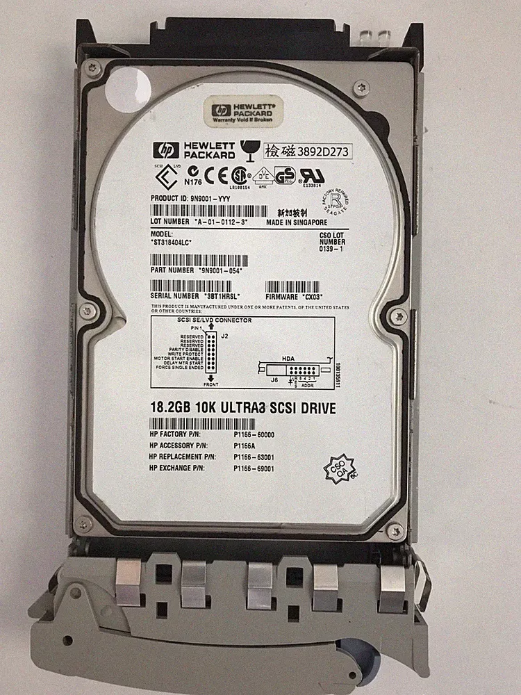 HP P1166A 18.2GB SCSI HARD DRIVE WITH TRAY 10K ULTRA3 P1166-60000 P1166-63001