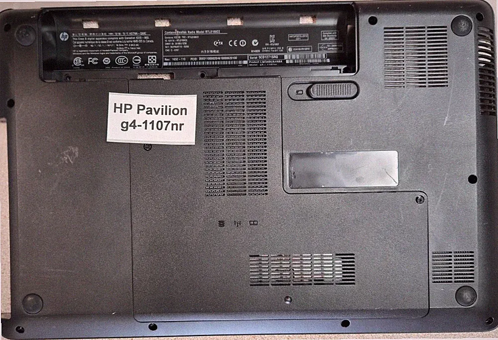 HP Pavilion G4-1000 serials bottom case with hard drive/ram cover good condition