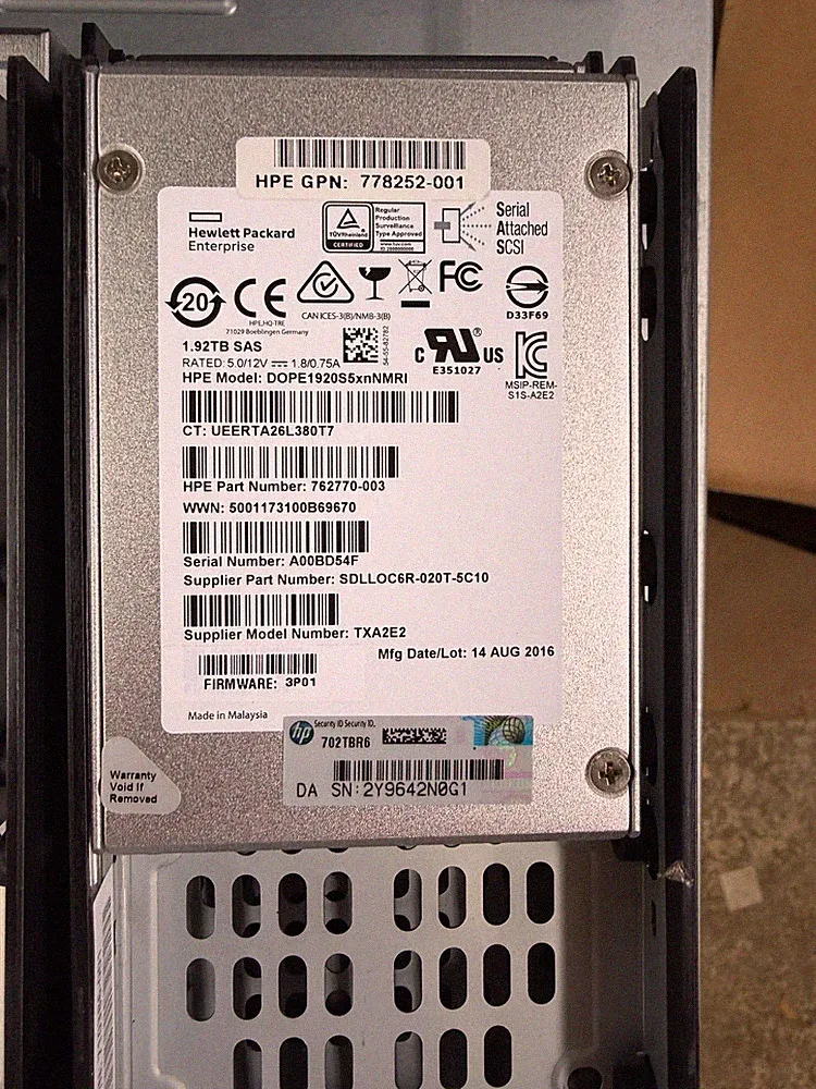 HP SanDisk 1.92TB SAS SSD 2.5 Hard Drive 778252-001 762770-003