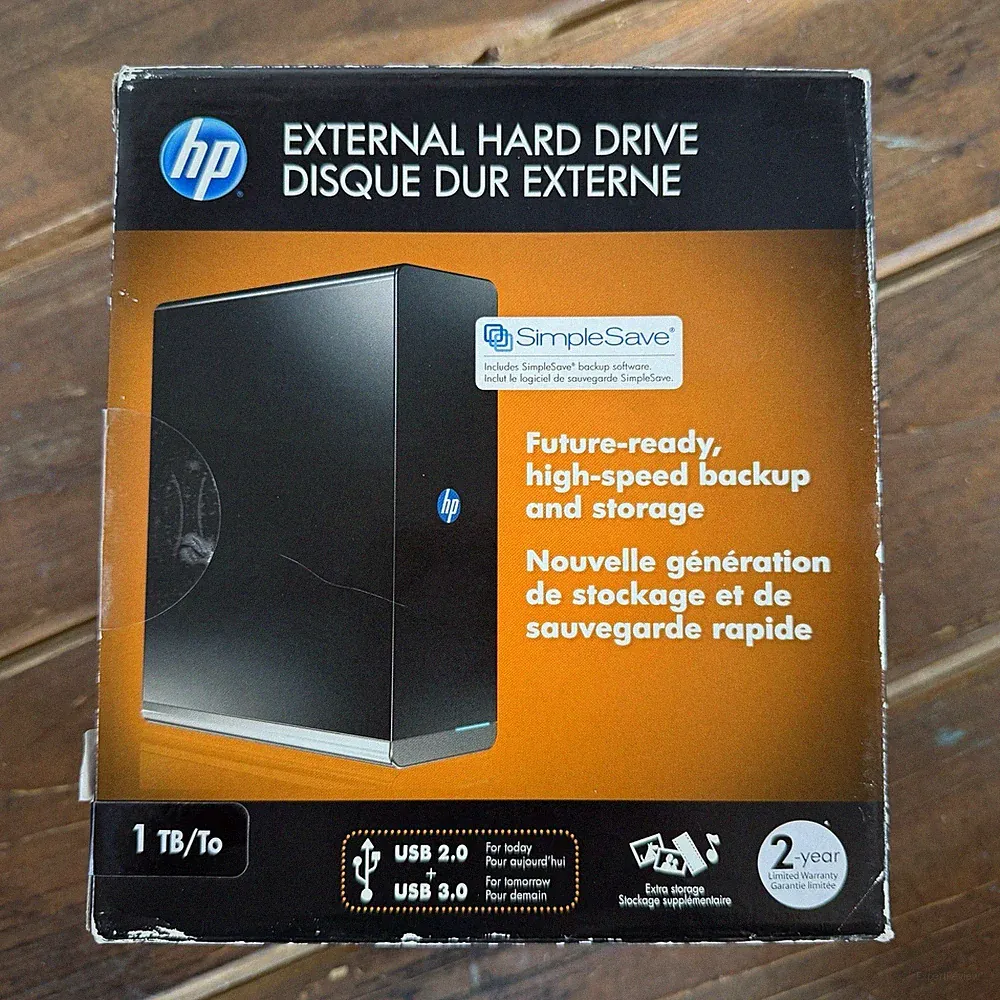 HP SimpleSave 1TB Desktop External HDD USB 3.0/2.0 New factory sealed