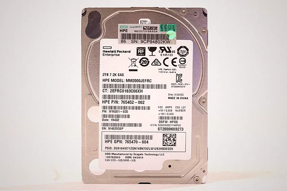 HPE MM2000JEFRC 2TB 2.5" 12Gb/s 7.2K RPM SAS Hard Drive P/N: 765470-004 Tested