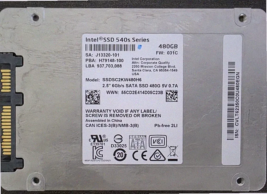 Intel SSD 540s SSDSC2KW480H6 480GB 2.5 inch SATA3 Solid State Drive -81% GOOD