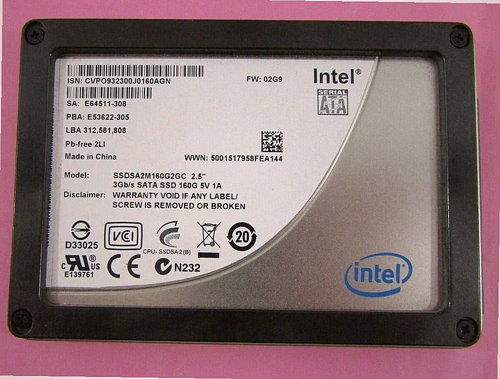 Intel SSDSA2M160G2GC 2.5" internal 3Gb/s SATA SSD 160GB 5V 1A Solid State Drive