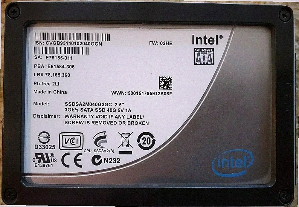 Intel X25-V 40GB Internal or External (SSDSA2M040G2GC) SSD Solid State Drive