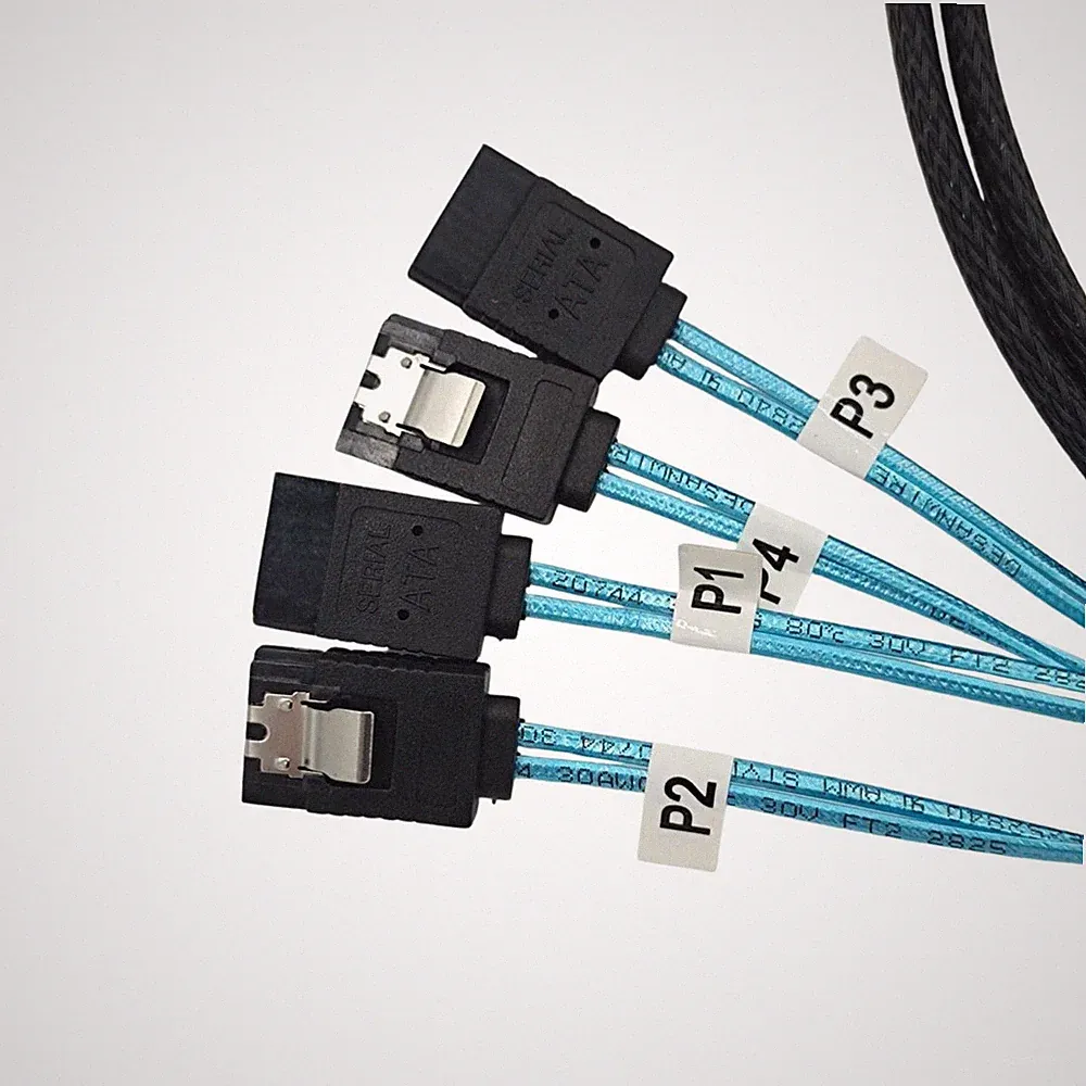 Internal HDD Mini SAS Cable SFF-8643 To 4 SATA Connect to Hard Drive 1M