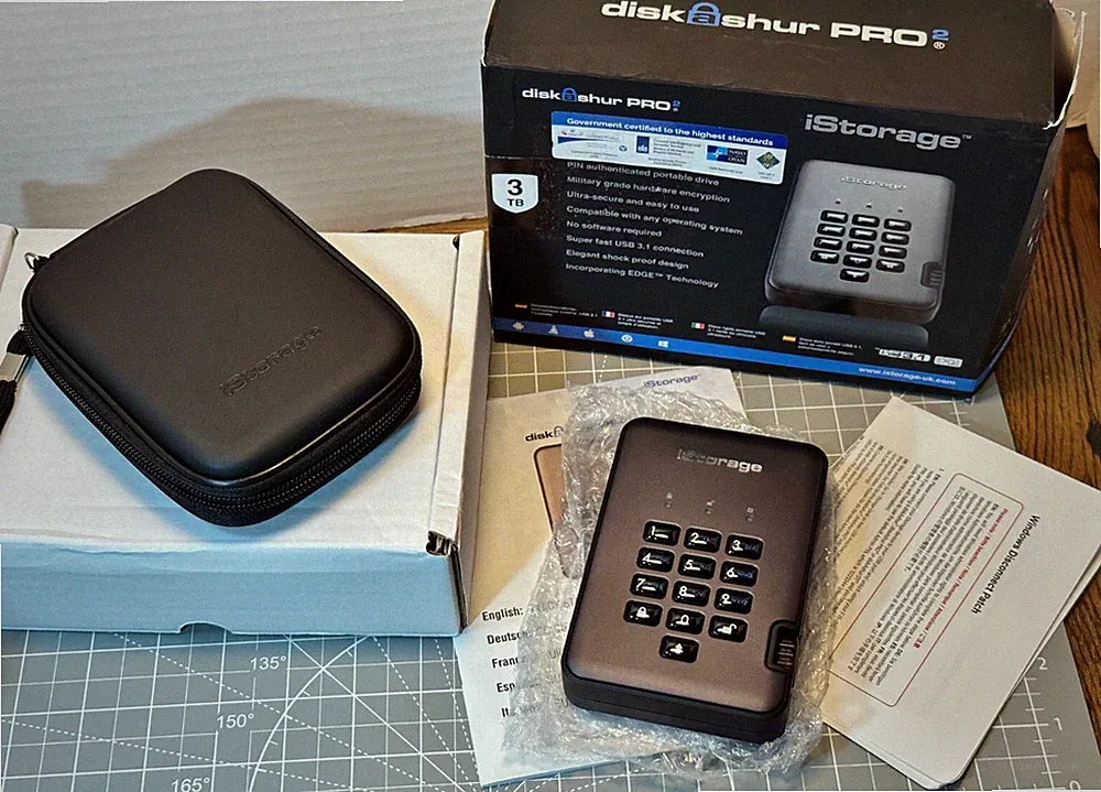 iStorage diskAshur Pro2 256-bit 3TB USB 3.1 SECURE ENCRYPTED PORTABLE Hard Drive