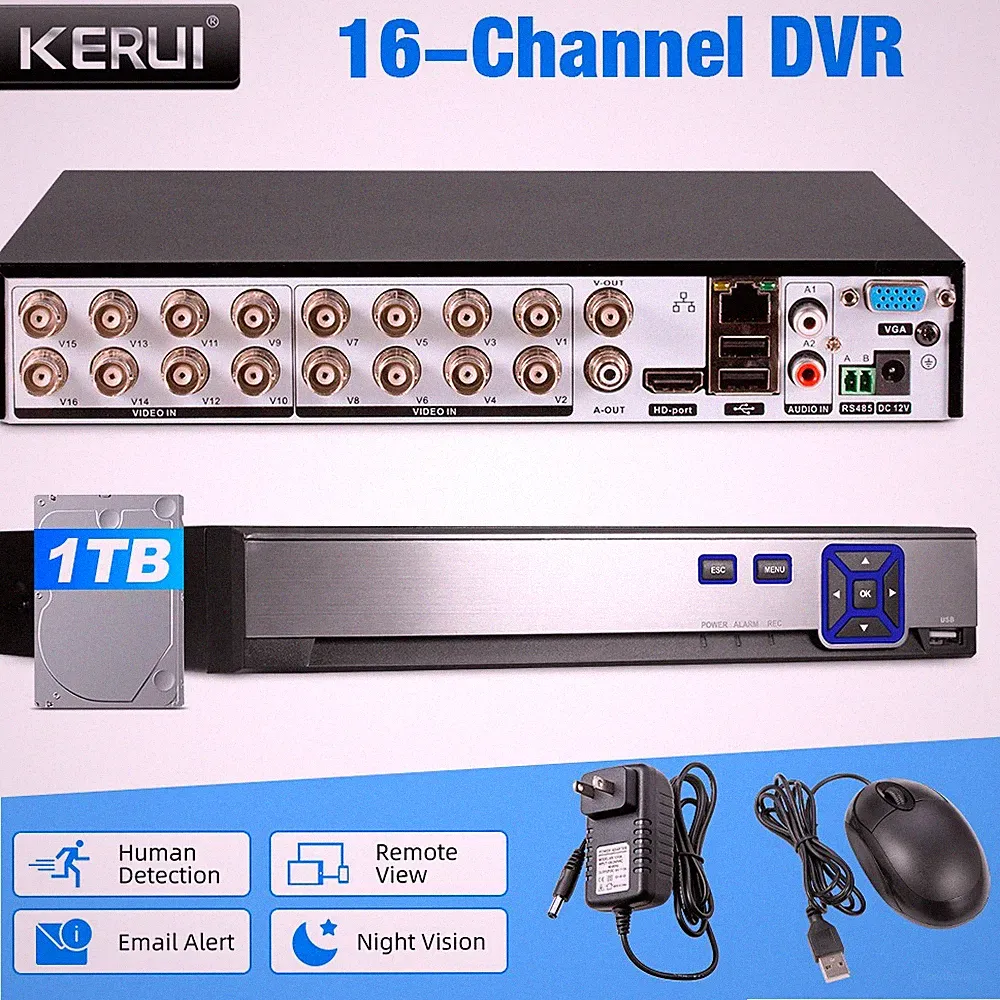 KERUI H.265+ 8CH DVR for Security Camera System 1080P Recorder with 1TB HDD