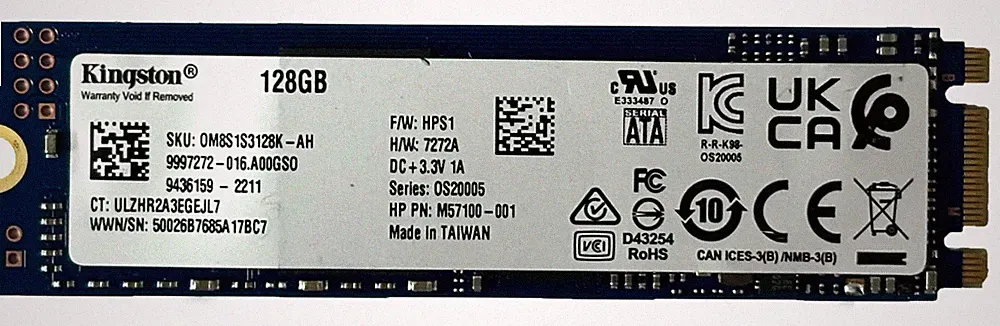 Kingston 128GB SSD SATA III M.2 2280 Solid State Drive 0M8S1S3128K-AH OEM Pull