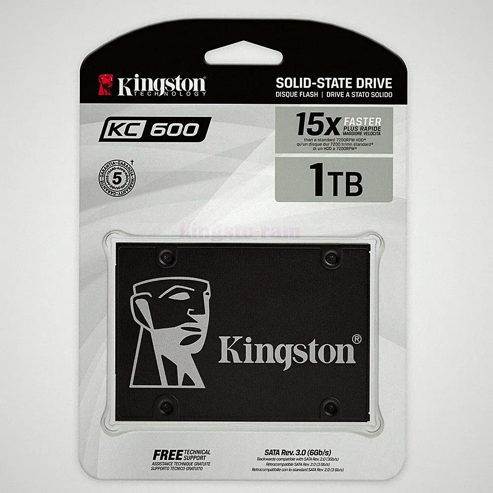 Kingston 2.5" SSD KC600 1TB SATA III 3D TLC Internal Hard Disk for Notebook PC