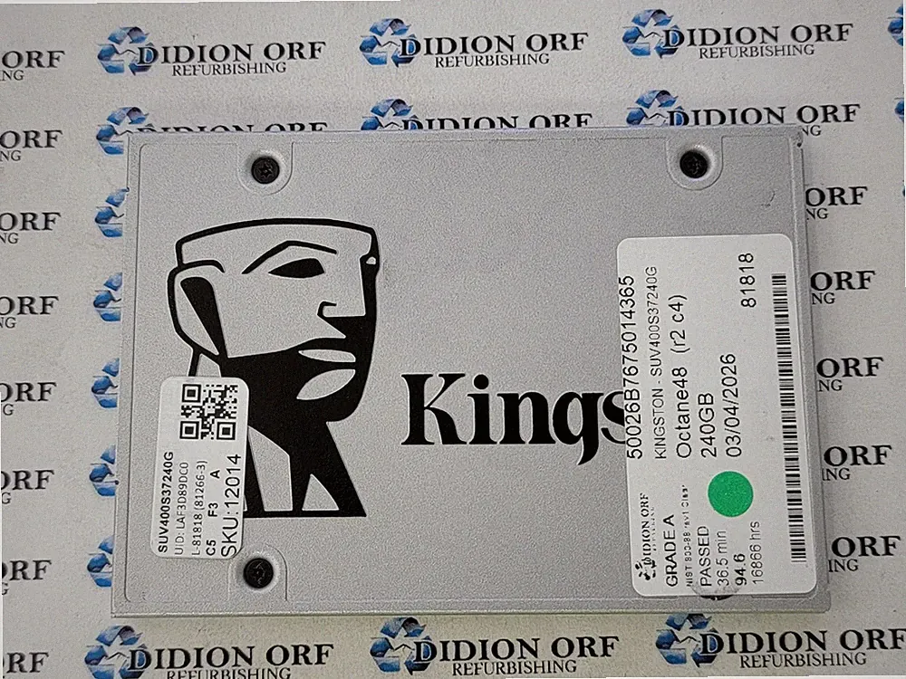 KINGSTON 240GB 2.5" SATA 3 SSD SUV400S37240G, Grade A, SKU 12014