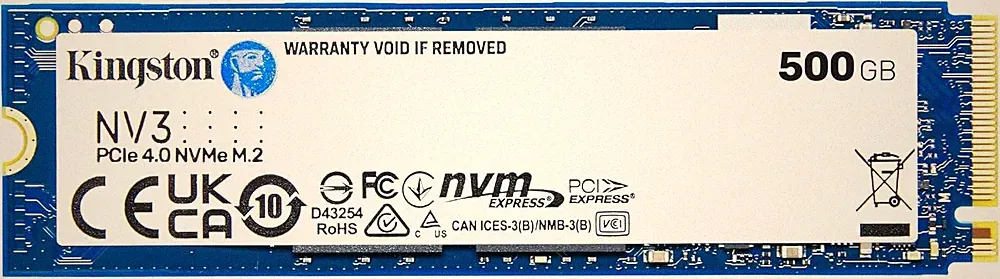 Kingston NV3 500GB M.2 2280 NVMe SSD PCIe 4.0 Gen 4x4 Up to 5000 MB/s