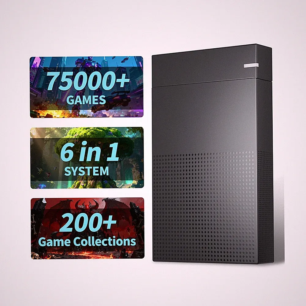 Kinhank 4tb Retro Game Hard Drive 6 Game System in 1 with 75000+ Games, Retro...