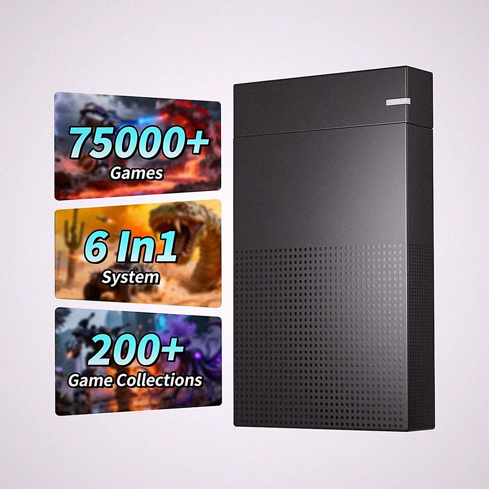 Kinhank 4TB Retro Game Hard Drive with 75000+ Games,6 In1System Retro Game Co...