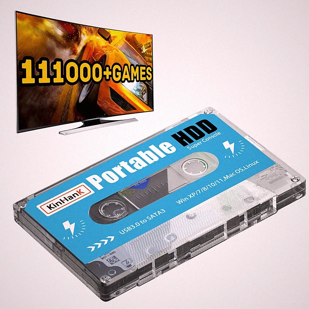 Kinhank 500G Portable External Game Hard Drive Disk, Built-in 111000+ Games, .