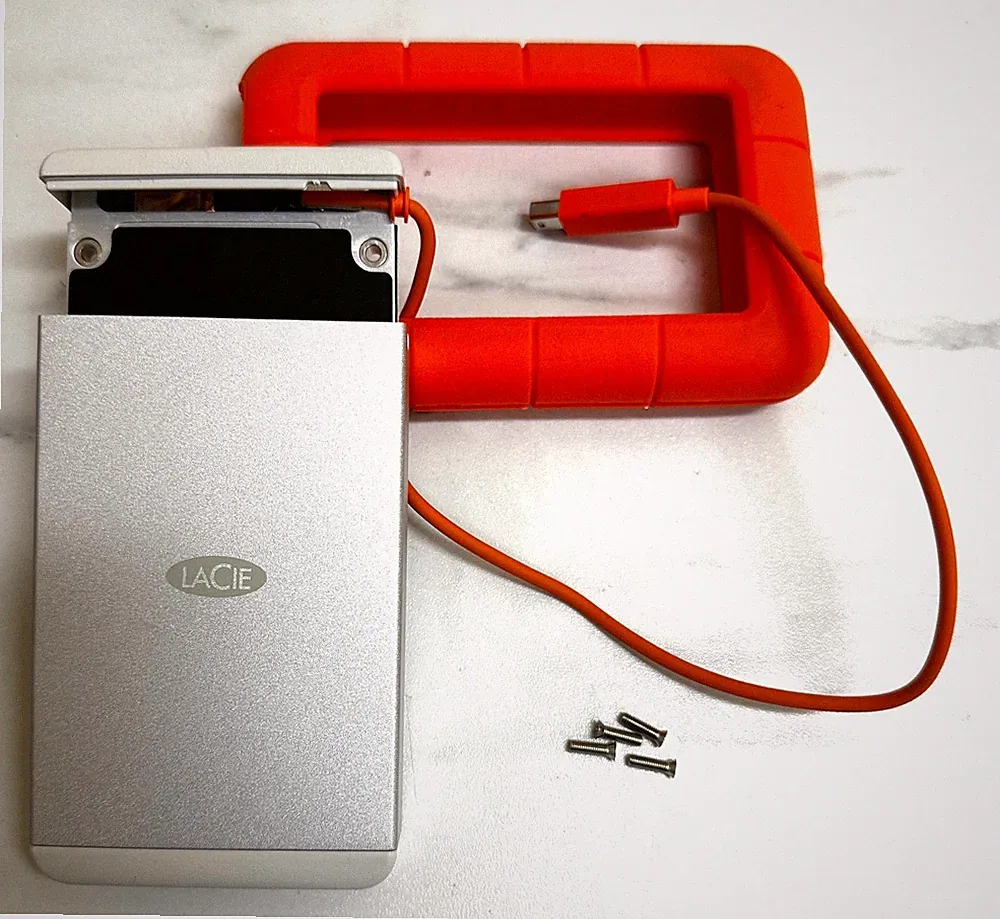 LaCie LRD0TU7 USB-C Enclosure, Thunderbolt Cable. NO Hard Drive + Hard Case