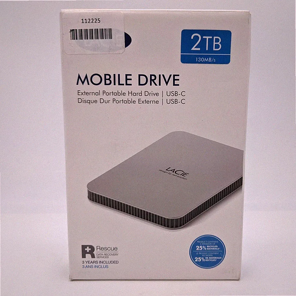 LaCie Mobile Drive 2TB Portable External Hard Drive 130MB/s