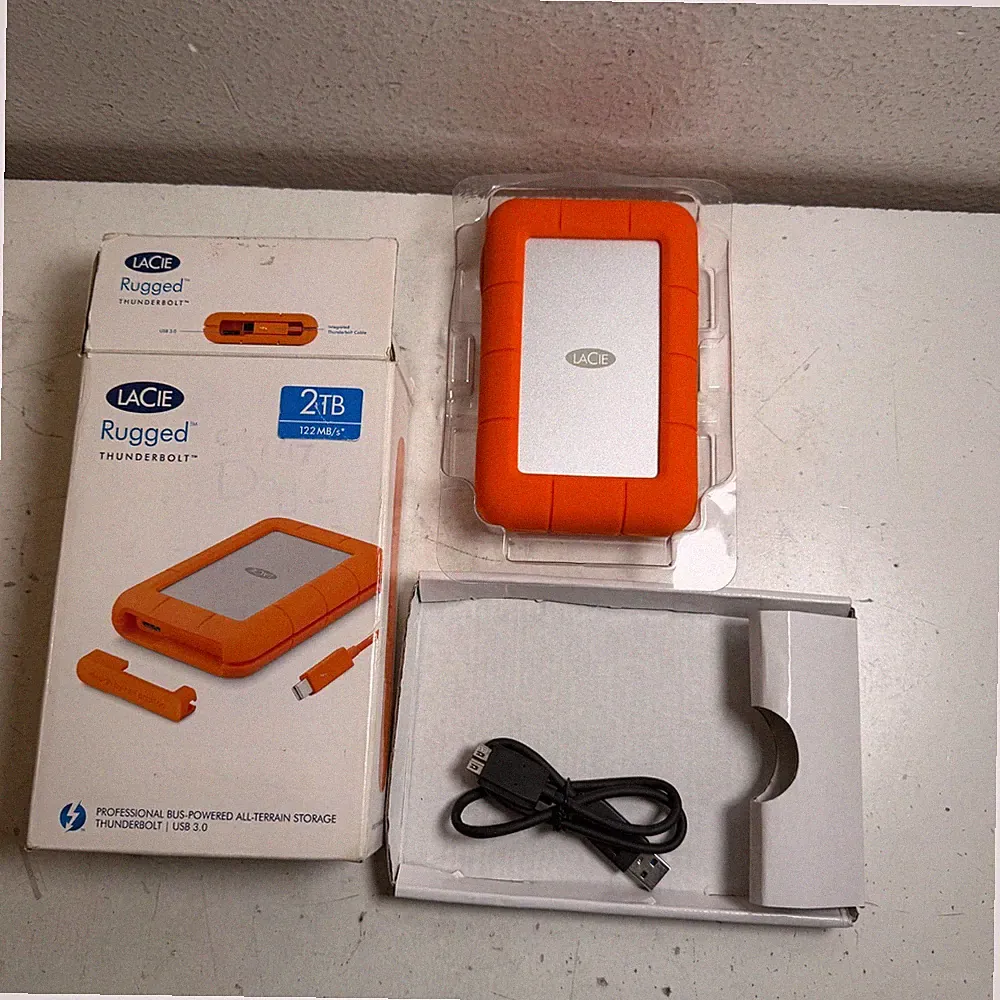 LaCie Rugged LRD0TU1 Silver 2TB Thunderbolt USB 3.0 Portable External Hard Drive