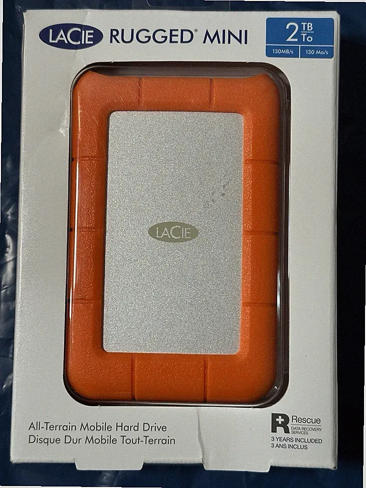 LaCie Rugged Mini, 2TB, 2.5", Portable External Hard Drive, for PC Mac