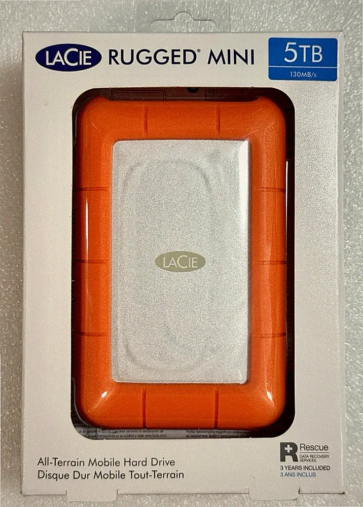 LaCie RUGGED MINI 5TB All-Terrain Mobile Hard Drive - 130MB/s (STJJ5000400)