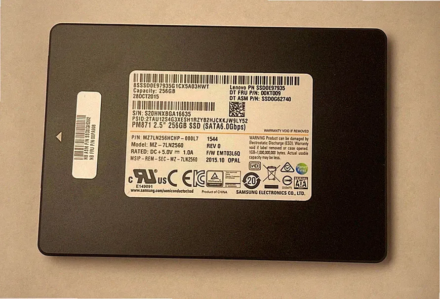 Lenovo 256GB SSD Hard Drive, SSD0E97935 -7LN2560 PM871