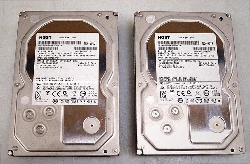 Lot 2x 2TB (4TB) HGST HUS724020ALA640 3.5" SATA Hard Drive