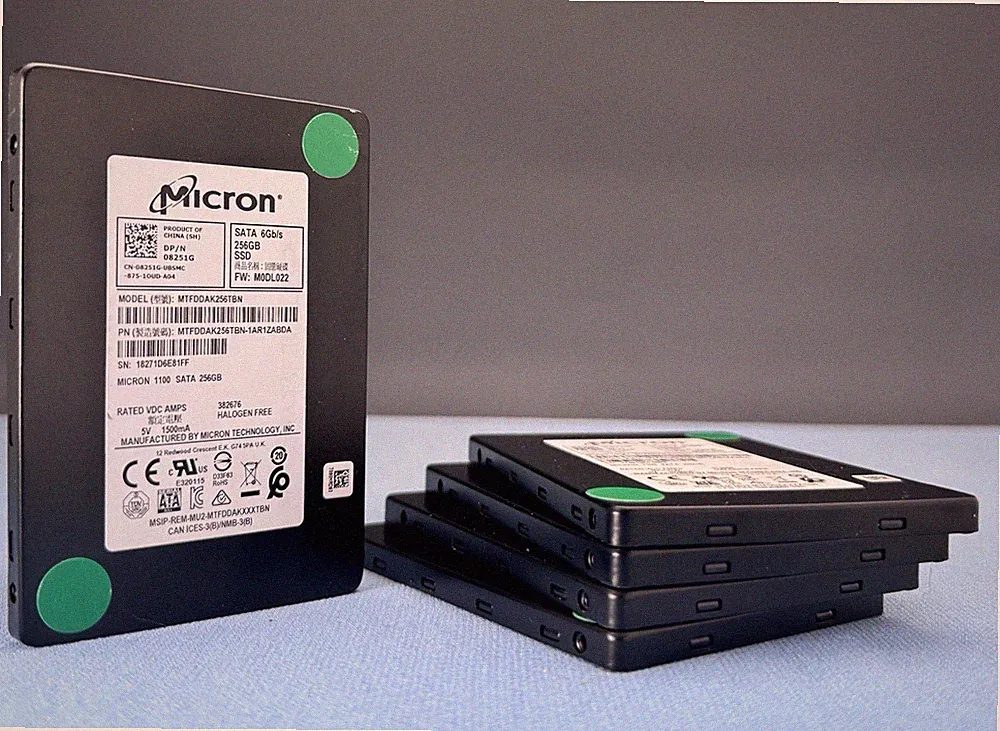 LOT OF 5 MICRON 1100 MTFDDAK256TBN 256GB 2.5" SSD WIPED TESTED VERIFIED HEALTHY