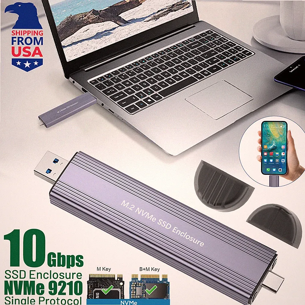 M.2 NGFF / NVMe SSD to USB 3.2 External Case Hard Drive Enclosure Adapter