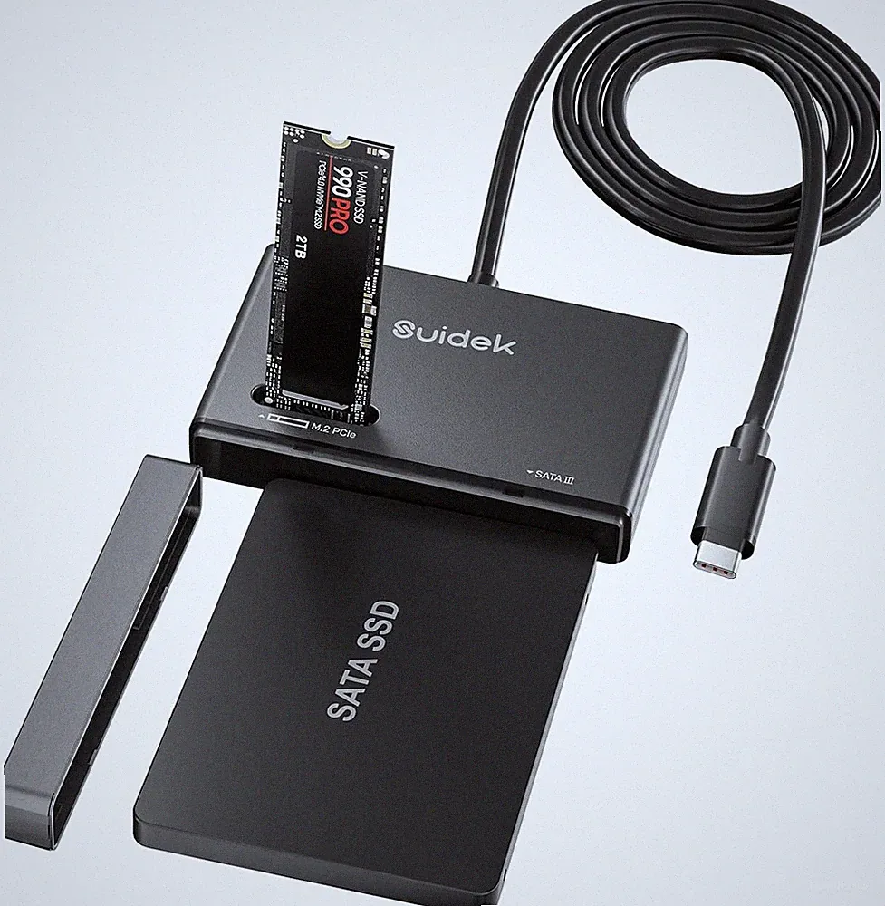 M.2 Nvme SSD Adapter, Type-C 10Gbps to M.2 and SATA Hard Drive Reader External M