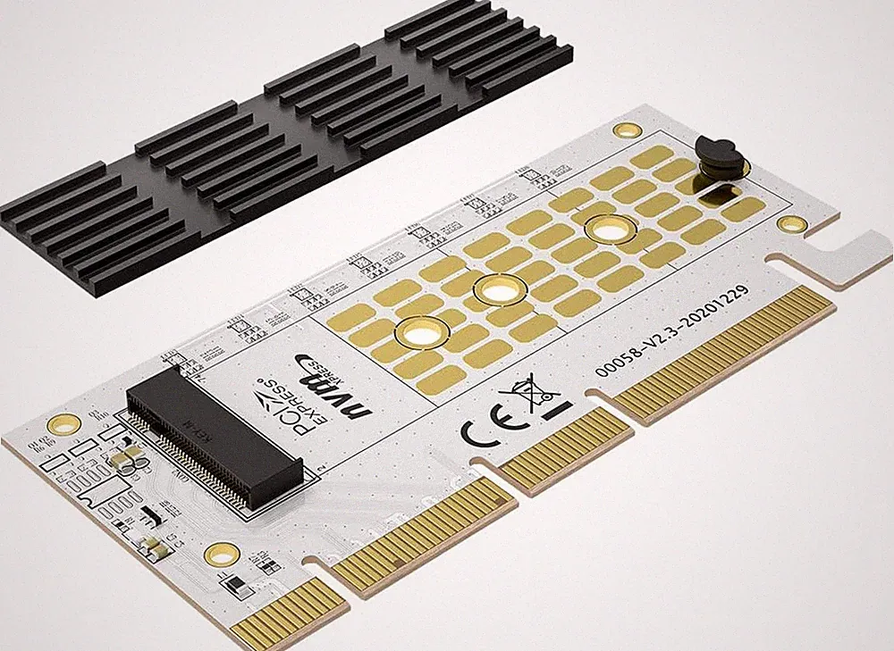 M.2 Nvme SSD to Pcie 4.0 X4 X8 X16 Adapter Card with Aluminum Heatsink Ma