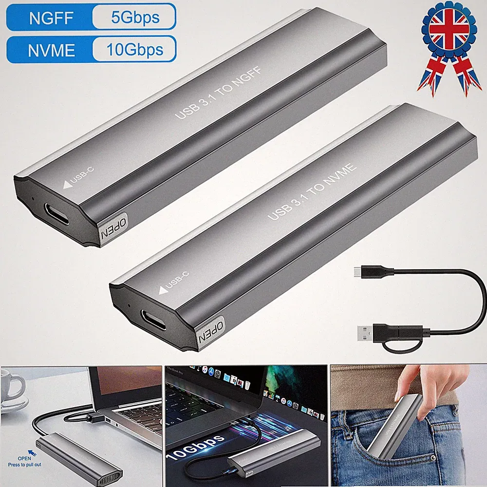 M2 SSD Case NGFF NVMe Enclosure M.2 to USB Type C 3.2 SATA Hard Drive Adapte USA