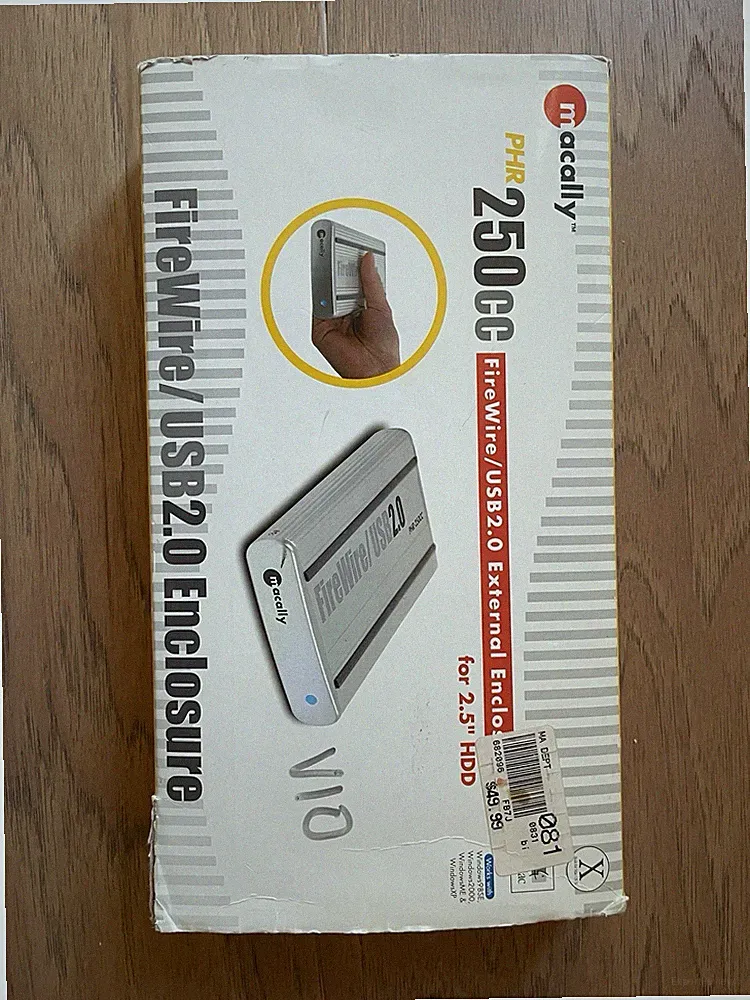 MACALLY PHR-250CC FireWire / USB 2.0 External Enclosure for 2.5" Hard Drive USED