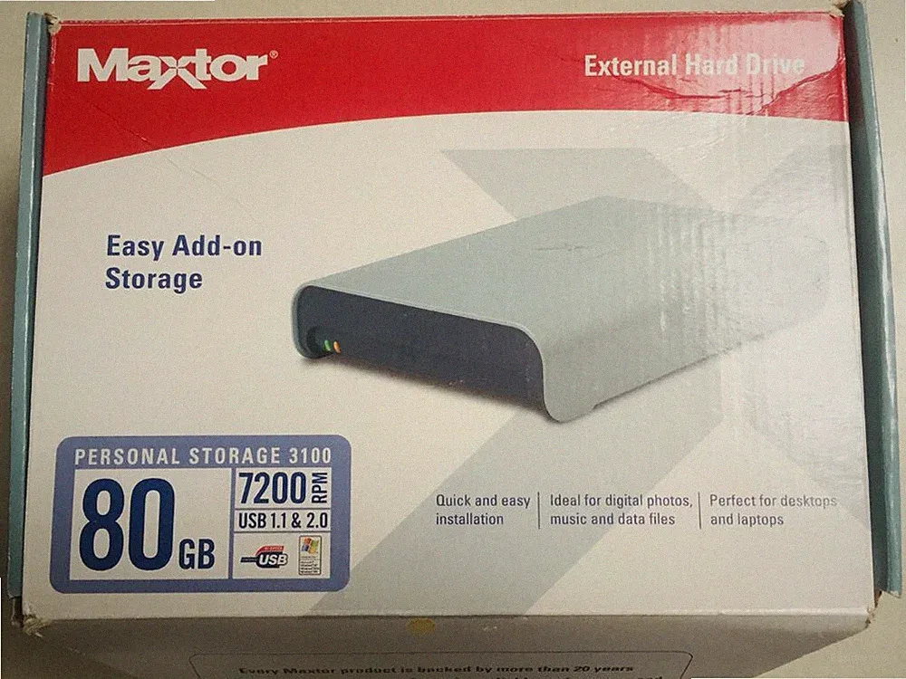 Maxtor 3100 80GB External Hard Drive, Tested - PRICE REDUCED