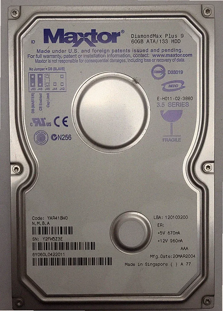 Maxtor 6Y060L0 HDD, 60Gb, 3.5" , IDE/ATA/ATAPI-7/ATA133 - Tested w/ pics
